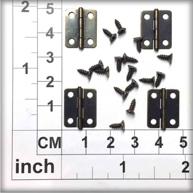 CH1004 4 Small Hinges (Bronze Alloy) + 16 Screws