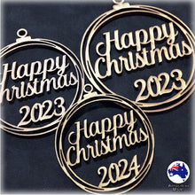 Load image into Gallery viewer, WS1022 Happy Christmas Bauble 01 - Plain with Year