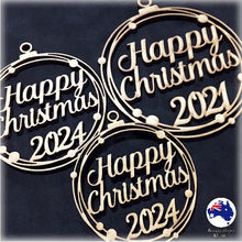 Load image into Gallery viewer, WS1026 Happy Christmas Bauble 01 - With Circles & Year