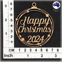 Load image into Gallery viewer, WS1026 Happy Christmas Bauble 01 - With Circles & Year