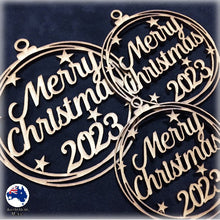 Load image into Gallery viewer, WS1032 Merry Christmas Bauble 01 - With Stars &amp; 2023
