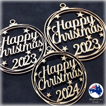 Load image into Gallery viewer, WS1034 Happy Christmas Bauble 01 - With Stars & Year