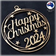 Load image into Gallery viewer, WS1034 Happy Christmas Bauble 01 - With Stars & Year