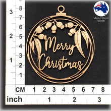 Load image into Gallery viewer, WS1041 Australian Bauble 04 - Merry Christmas Gum Leaves