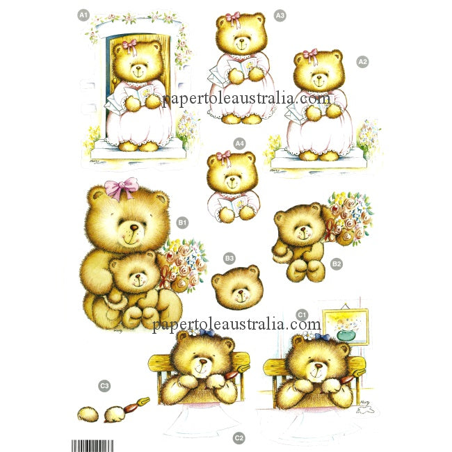 3D129 Die Cut - 3 Cute Little Bears