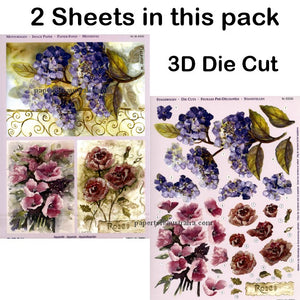 3D83550 Die Cut -  2 Sheets - Flowers & Roses