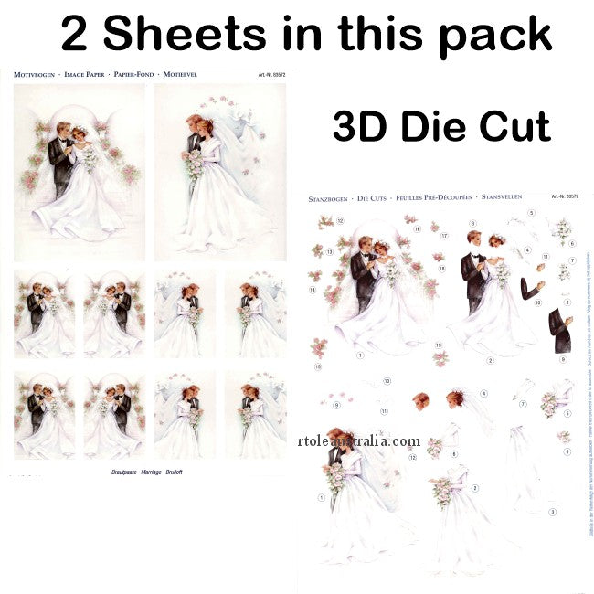 3D83572 Die Cut -  2 Sheets- White Wedding