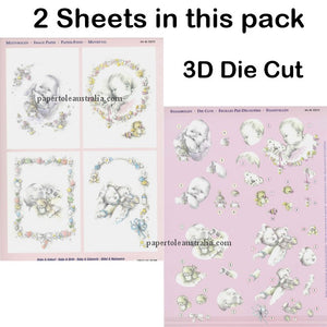 3D83575 Die Cut -  2 Sheets - Baby with Teddy