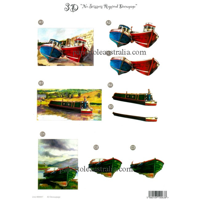 3D447 Die Cut - Boats Red, Blue
