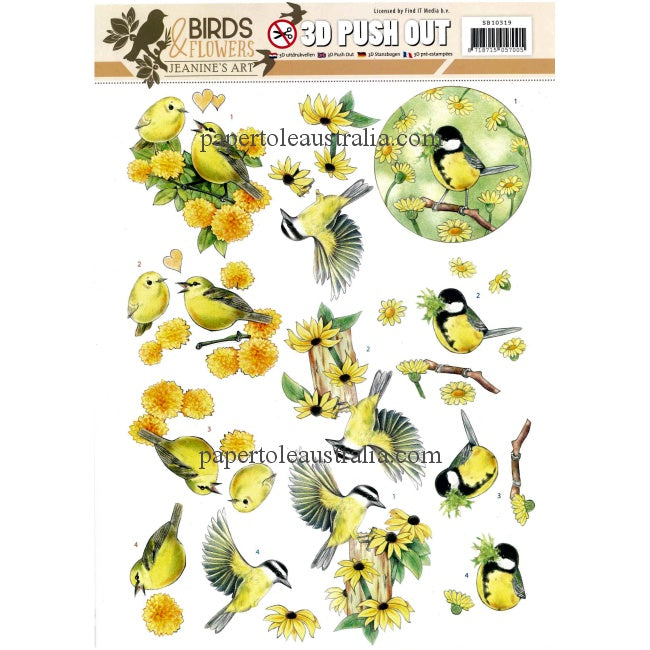 3DSB10319 Die Cut - Yellow Birds