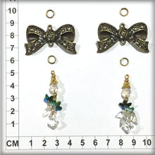 Load image into Gallery viewer, CH1002 2 Bow Charms + 4 Jump Rings + 2 Hanging Gems
