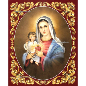 PT3563 Sacred Heart Mary (medium) - Papertole Print