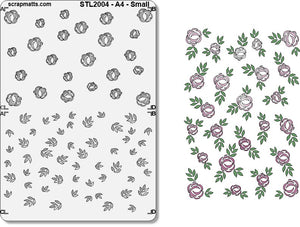 STL2004 - A4 - Small - Layered Roses & Leaves Stencil