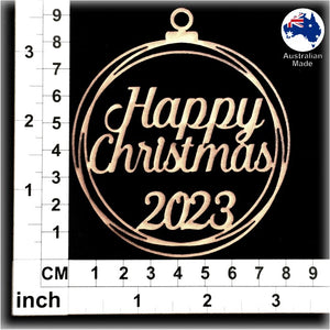 WS1022 Happy Christmas Bauble 01 - Plain with 2023