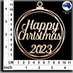 WS1022 Happy Christmas Bauble 01 - Plain with 2023