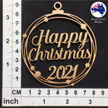 Load image into Gallery viewer, WS1026 Happy Christmas Bauble 01 - With Circles & Year