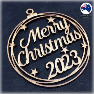 WS1032 Merry Christmas Bauble 01 - With Stars & 2023