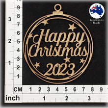 Load image into Gallery viewer, WS1034 Happy Christmas Bauble 01 - With Stars & Year