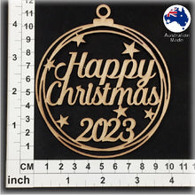 Load image into Gallery viewer, WS1034 Happy Christmas Bauble 01 - With Stars & Year