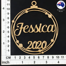 Load image into Gallery viewer, PS3004 Bauble 01 with Circles & Custom Name