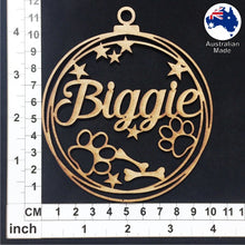 Load image into Gallery viewer, PS3005 Dog Bauble 01 with Stars & Custom Name