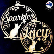 Load image into Gallery viewer, PS3006 Cat Bauble 01 with Stars & Custom Name