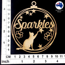 Load image into Gallery viewer, PS3006 Cat Bauble 01 with Stars & Custom Name