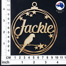 Load image into Gallery viewer, PS3007 Bird Bauble 01 with Stars & Custom Name