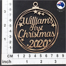 Load image into Gallery viewer, PS3009 First Christmas Bauble 01 with Stars or Circles & Custom Name with Year