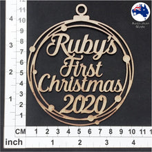 Load image into Gallery viewer, PS3009 First Christmas Bauble 01 with Stars or Circles & Custom Name with Year