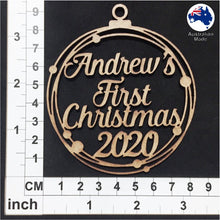 Load image into Gallery viewer, PS3009 First Christmas Bauble 01 with Stars or Circles & Custom Name with Year