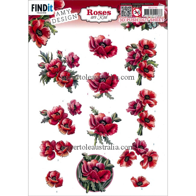 3DSB10744 Die Cut - Roses are Red -  Poppies
