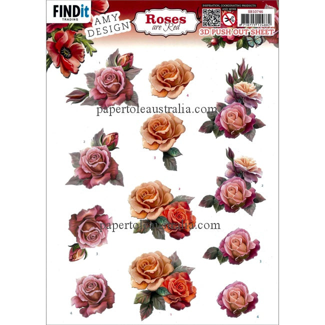 3DSB10746 Die Cut - Roses are Red -  Pink Roses