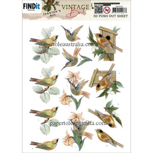 3DSB10749 Die Cut - Vintage Birds - Wooden Bird Houses