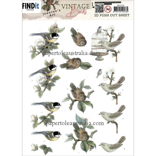 3DSB10750 Die Cut - Vintage Birds - Birdcage