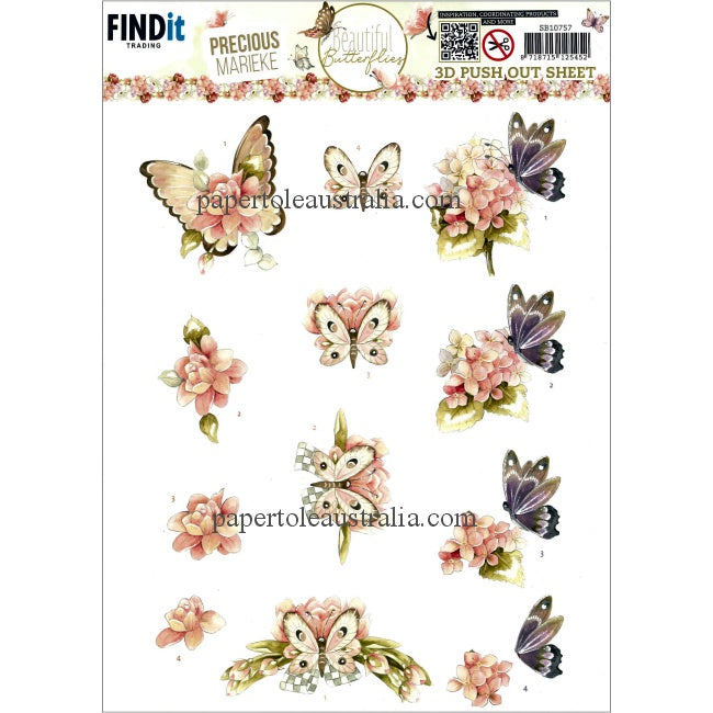 3DSB10757 Die Cut - Beautiful Butterfly- Pink
