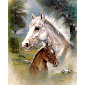 PT2416 Dapple Mare and Foal (medium) - Papertole Print