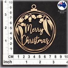 Load image into Gallery viewer, WS1041 Australian Bauble 04 - Merry Christmas Gum Leaves
