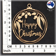 Load image into Gallery viewer, WS1042 Australian Bauble 05 - Happy Christmas Gum Leaves
