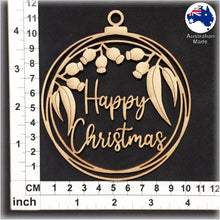 Load image into Gallery viewer, WS1042 Australian Bauble 05 - Happy Christmas Gum Leaves
