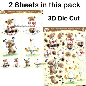 3D402897 Die Cut -  2 Sheets - Teddy Bears