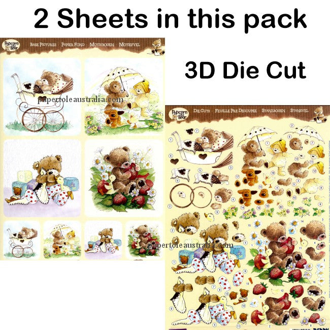 3D402898 Die Cut -  2 Sheets - Playtime Bears