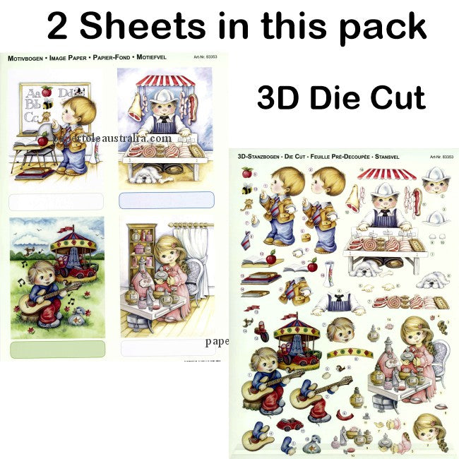 3D83353 Die Cut -  2 Sheets- Kids Playing 2