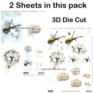 3D83533 Die Cut -  2 Sheets- Wedding Bouquets & Music