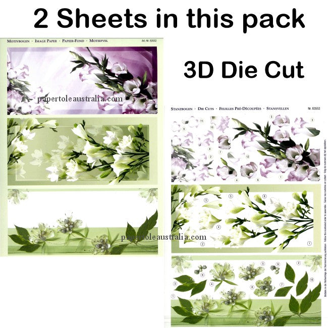 3D83552 Die Cut -  2 Sheets- 3 Flowers