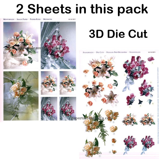 3D83571 Die Cut -  2 Sheets- Beautiful Bouquets 2