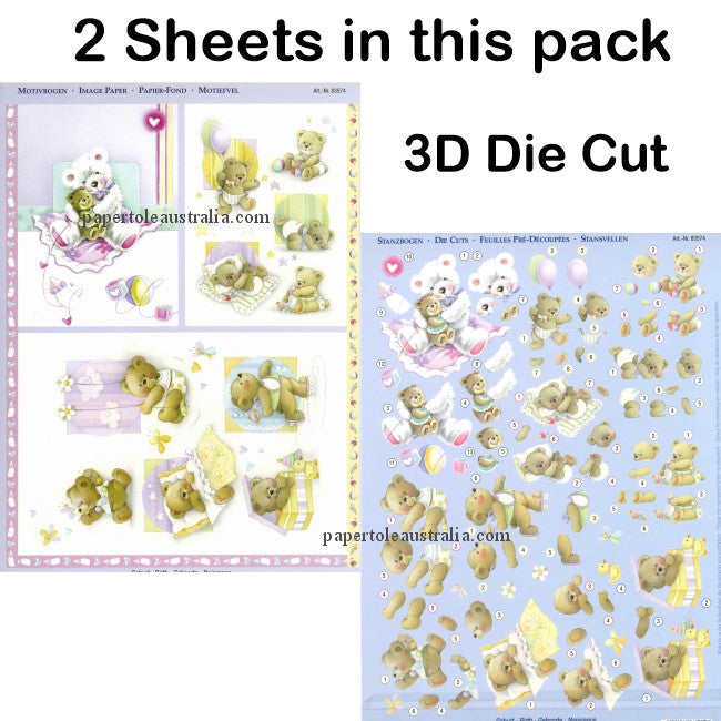 3D83574 Die Cut -  2 Sheets- Bedtime Bears 2