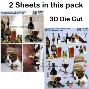 3D84012 Die Cut - 2 Sheets Beer, Dog, Wine