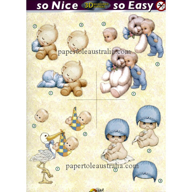 3D11052-396 Die Cut - Baby Sleeping on Teddy