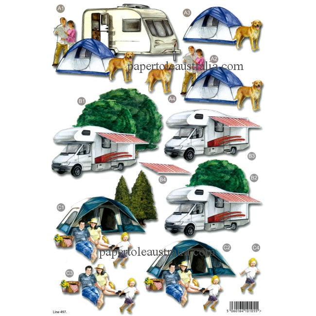 3D497 Die Cut - Family Caravan & Camping